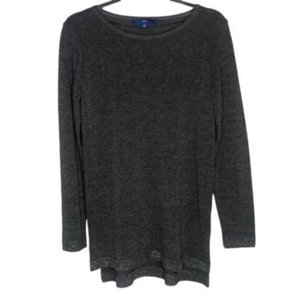 Apt‎ 9 Gray Tunic Top Long Sleeve Crew Neck Casual Relaxed Everyday